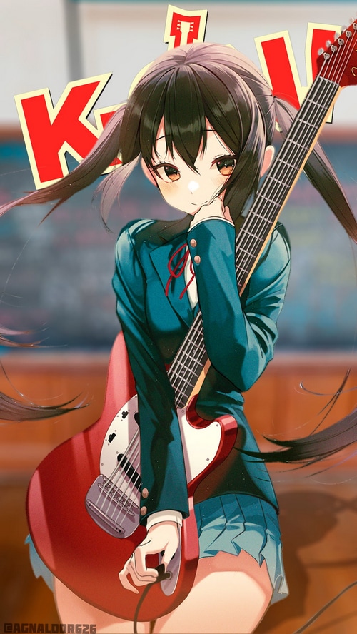 Nakano Azusa from K-ON! with a guitar