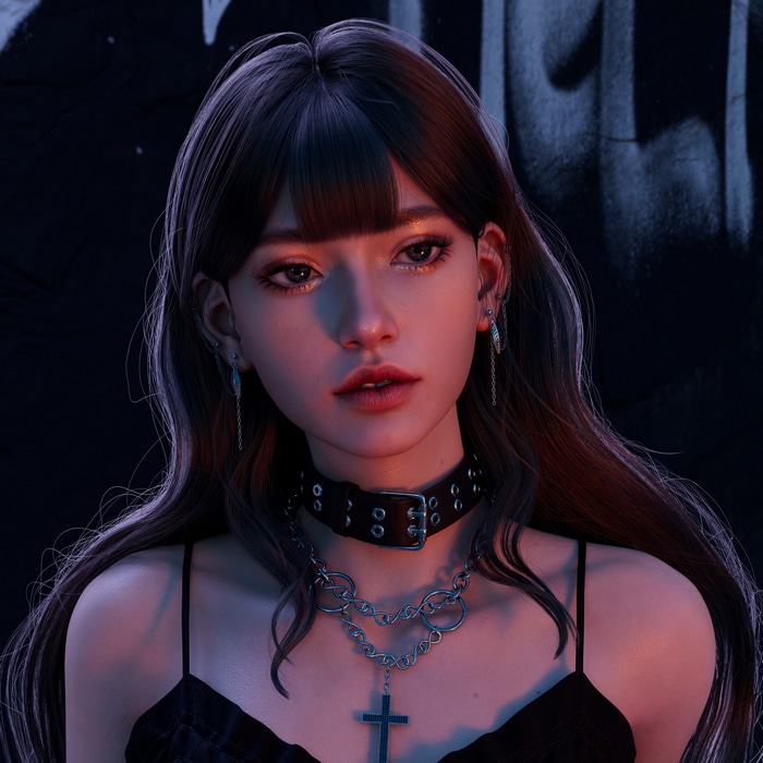 4K Asian woman with cross necklace
