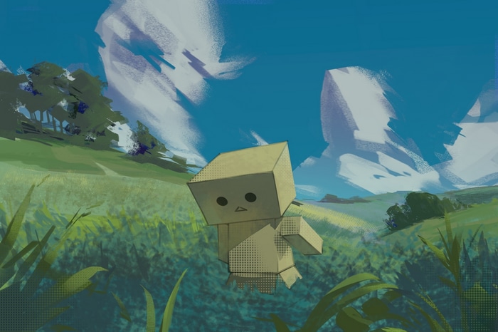 Yotsubato Danbo character in a grassy field