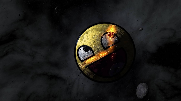 Awesome Face Emoji Planet Exploding in Space