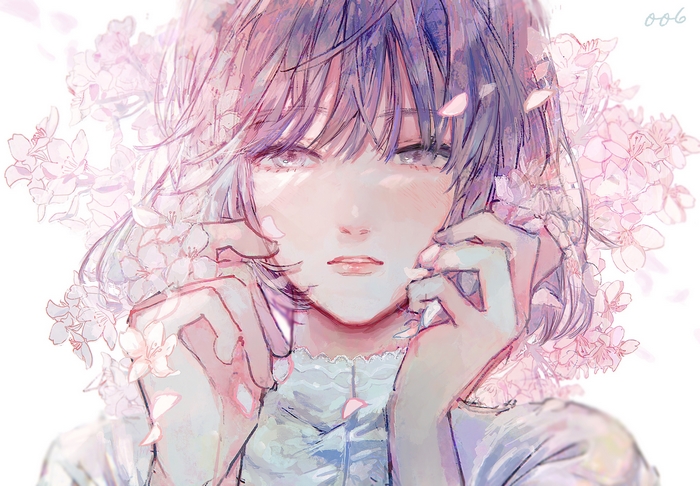 Girl with cherry blossoms