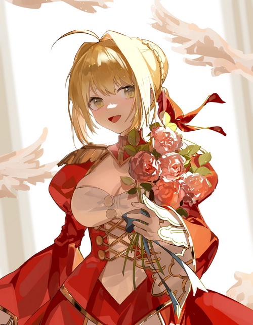 Nero Claudius holding roses, Fate/Grand Order fan art