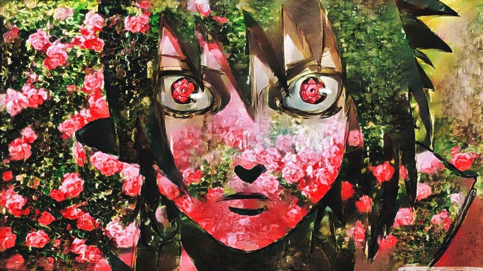 4K Uchiha Sasuke with Sharingan and Roses