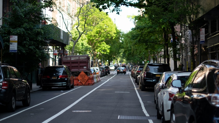 4K street scene in New York City with cars