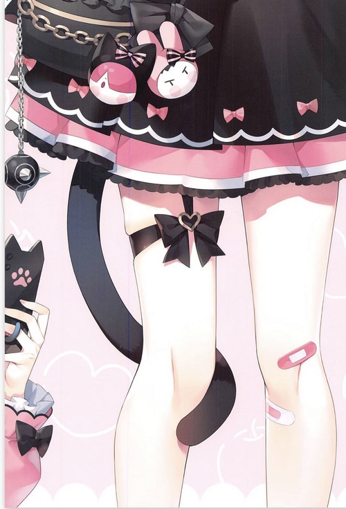 Cat girl with black and pink outfit