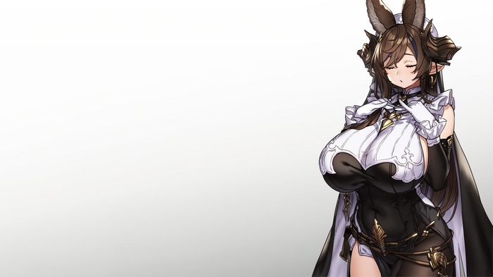 Anime girl with animal ears and huge breasts
