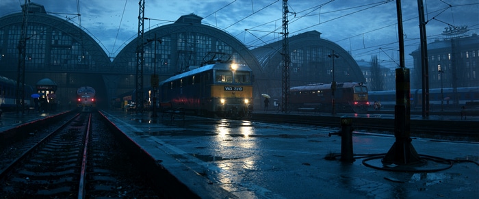 4K train station in Hungary with trains