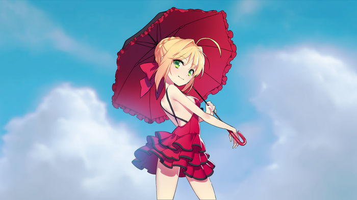 Nero Claudius with a red umbrella