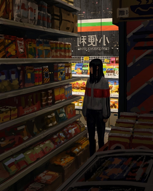 Girl in a convenience store