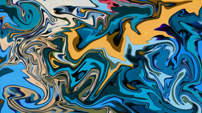 Abstract colorful liquid paint brush shapes