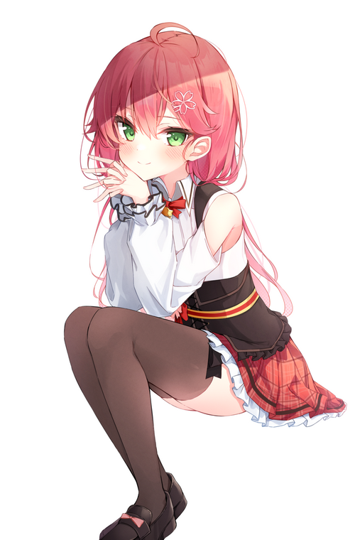 Sakura Miko artwork with green eyes and pink hair