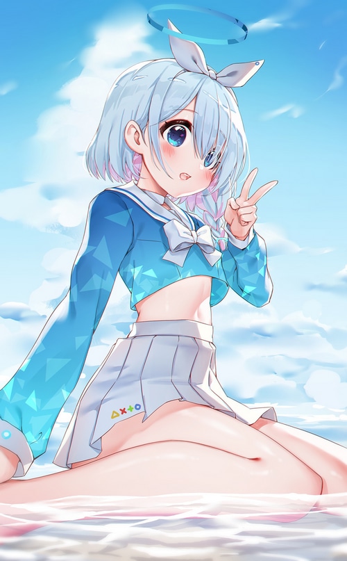 Blue Archive Arona Kneeling in School Uniform