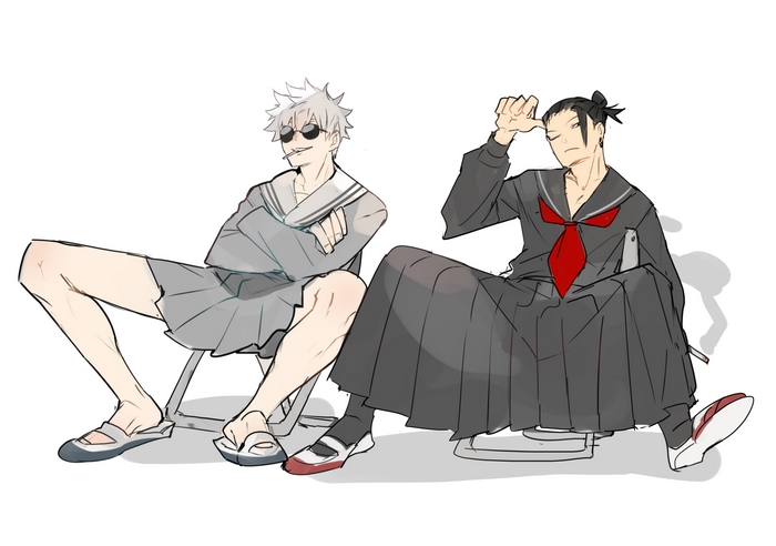 Satoru Gojo and Suguru Geto in School Uniforms