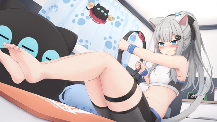 Cat girl holding a Nintendo Switch controller