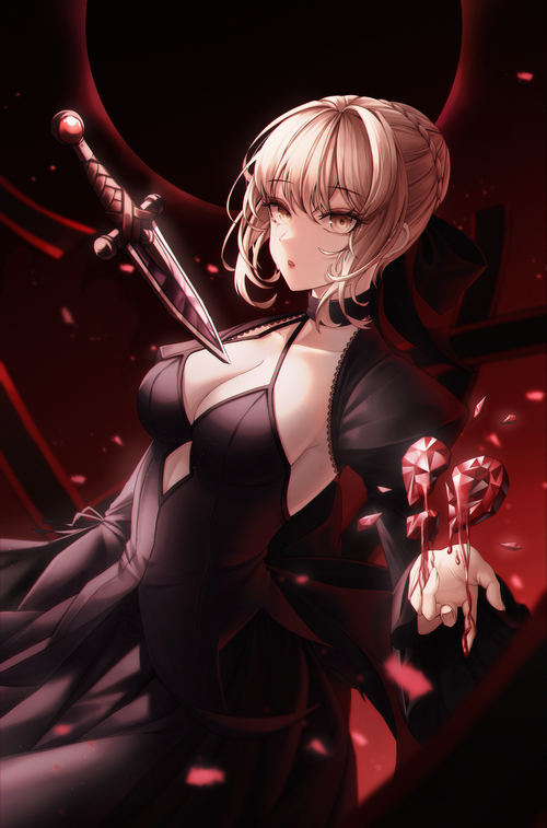 Saber Alter from Fate/Stay Night with a dagger