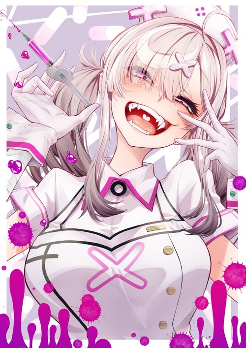 Sukoya Kana as a nurse with a syringe