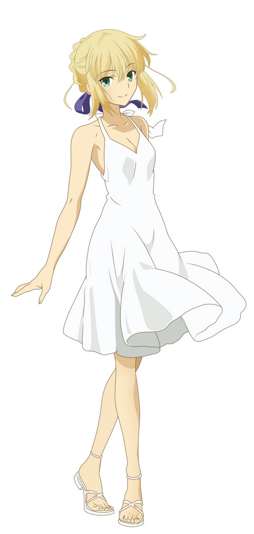 Artoria Pendragon in a white dress
