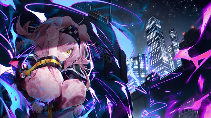 4K Arknights Anime Girl with Purple Energy