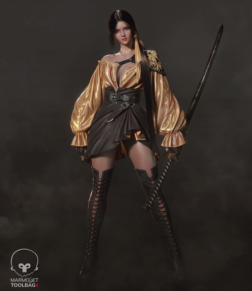 CGI character with a sword