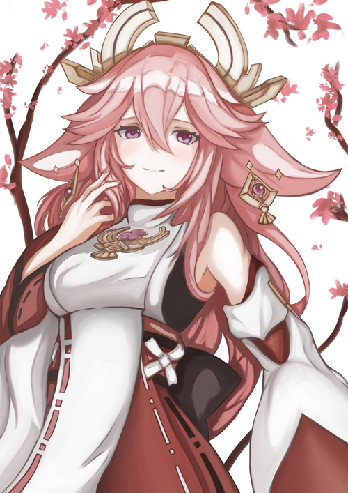 Yae Miko from Genshin Impact with pink hair