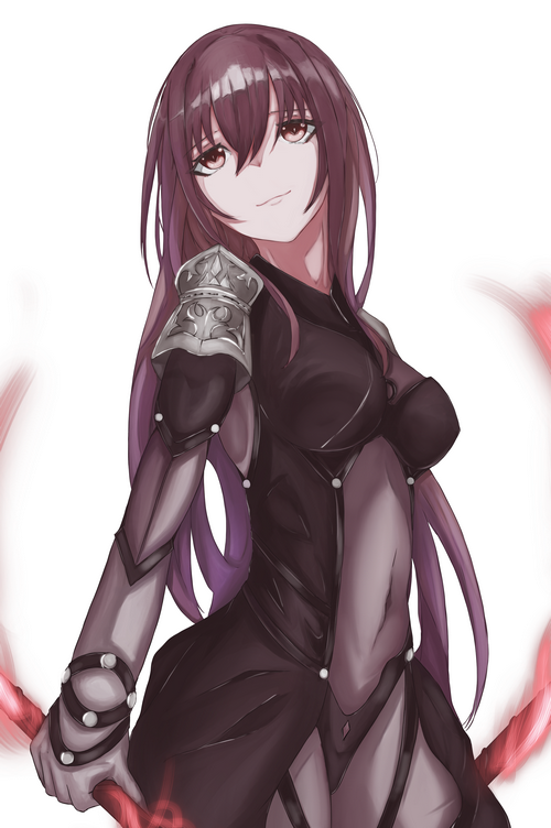 Scathach from Fate/Grand Order with purple hair