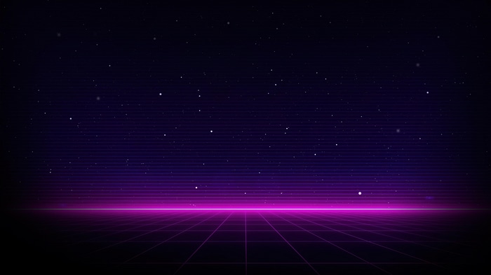 Retrowave Grid with Stars