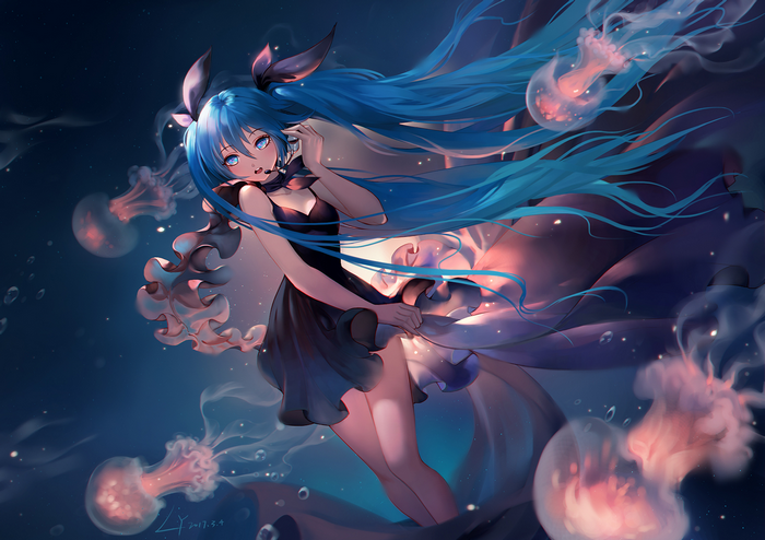 Hatsune Miku with Jellyfish
