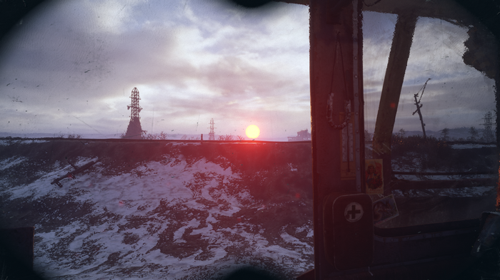 Metro Exodus Sunset Over Snowy Landscape