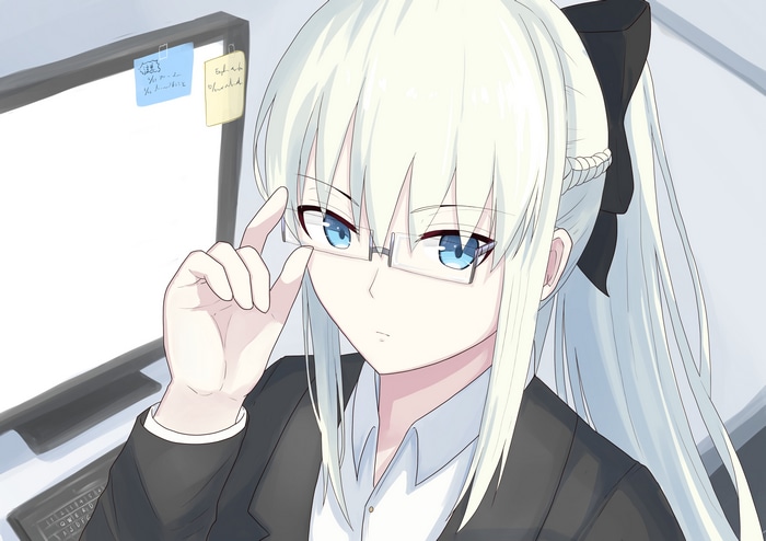 Morgan le Fay from Fate/Grand Order wearing glasses