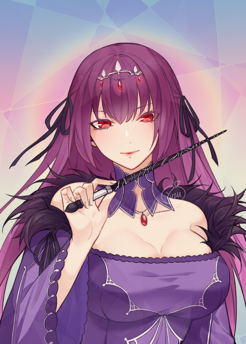 Scathach Skadi from Fate/Grand Order holding a staff