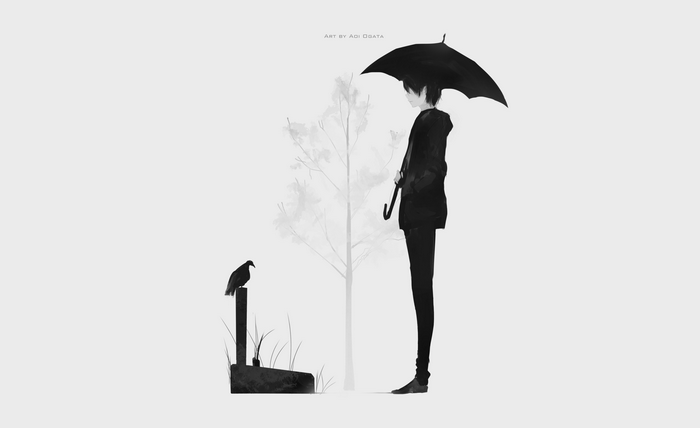 4K Aoi Ogata Original Character with Umbrella and Bird