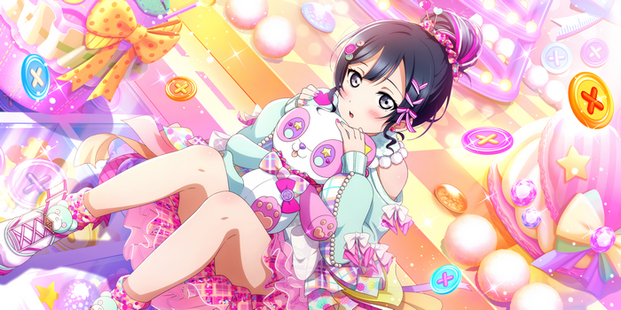 Yuki Setsuna holding a panda plush toy