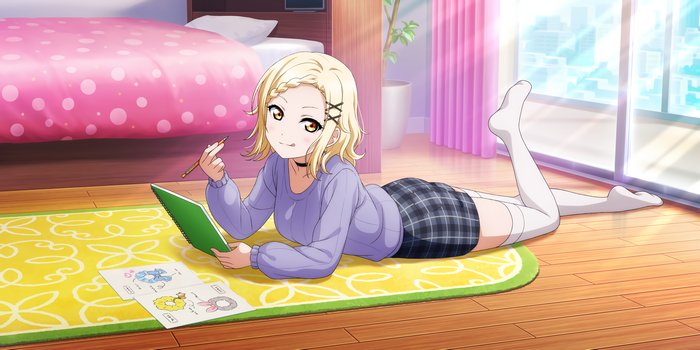 Miyashita Ai drawing in her room