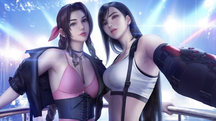 4K fan art of Aerith Gainsborough and Tifa Lockhart