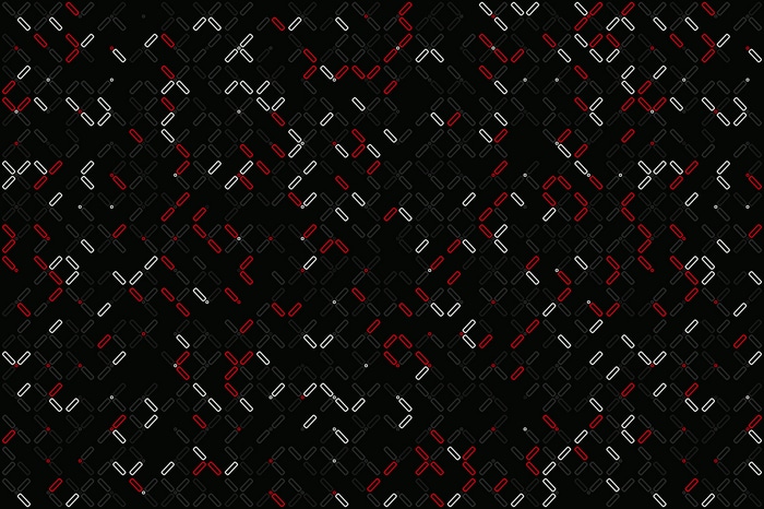 Abstract Red and White Pattern on Black