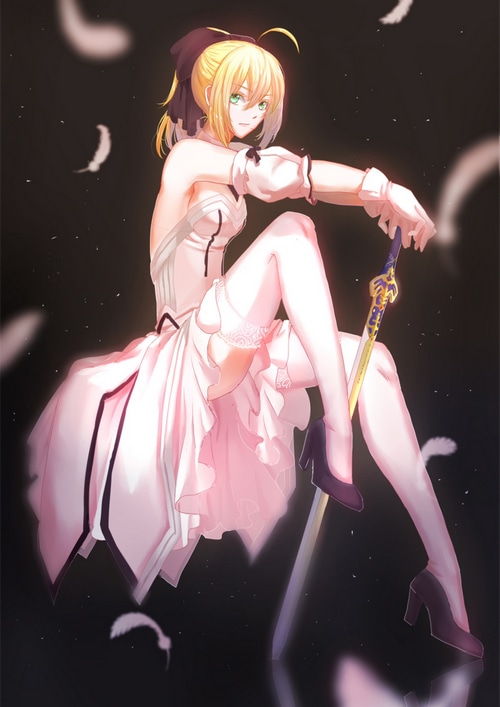 Saber Lily from Fate/Grand Order with a sword