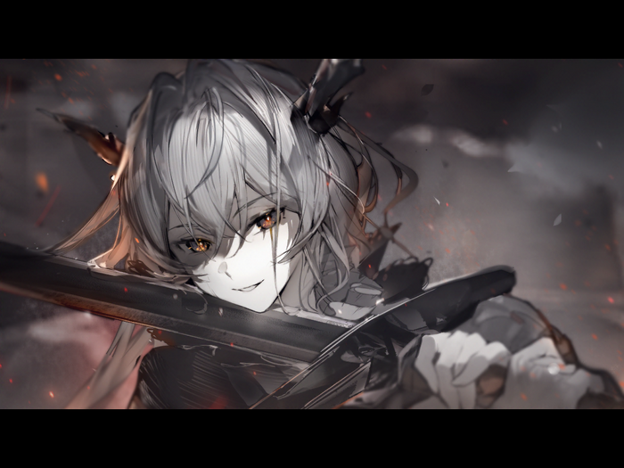 Talulah from Arknights holding a sword
