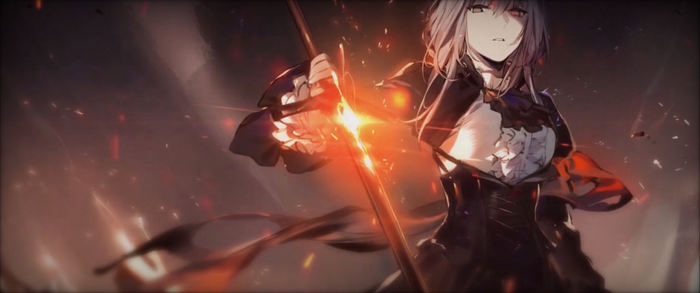 Arknights artwork of a woman with a staff