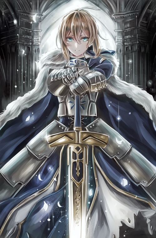 Saber Artoria Pendragon holding Excalibur in Fate/Stay Night
