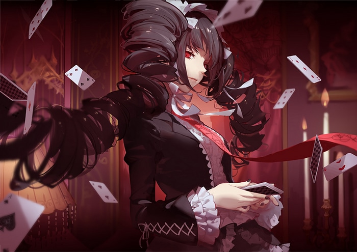 Celestia Ludenberg from Danganronpa with playing cards