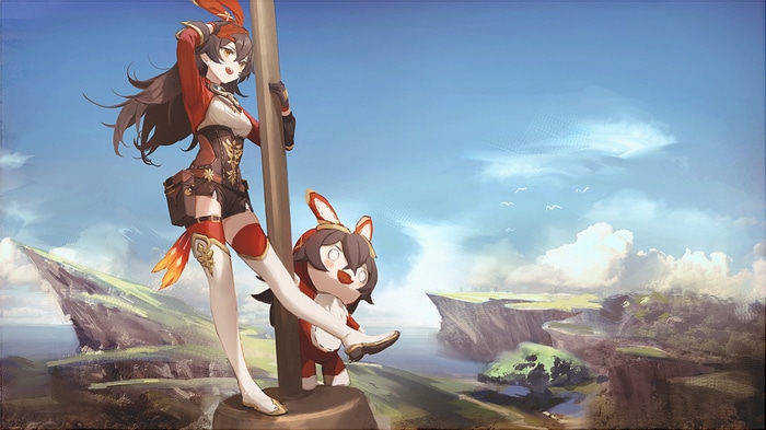 Amber and Baron Bunny from Genshin Impact