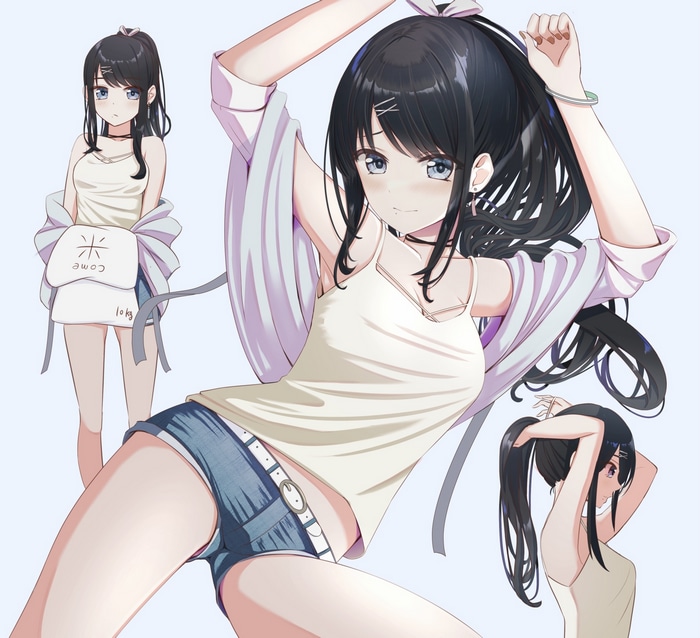 Kazano Hiori in casual outfit with rice bag