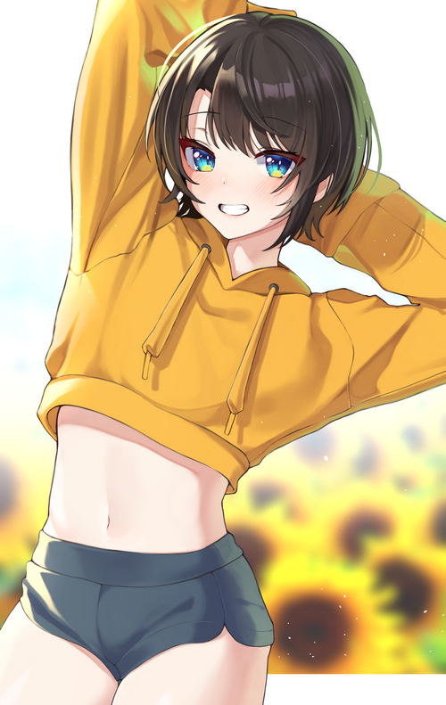 Oozora Subaru in Yellow Crop Top and Shorts