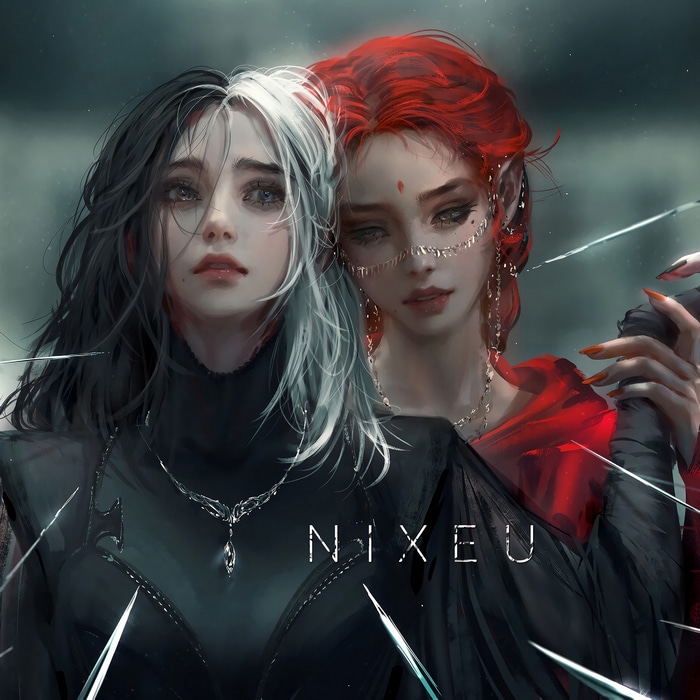 Two women with contrasting hair colors, one with red hair