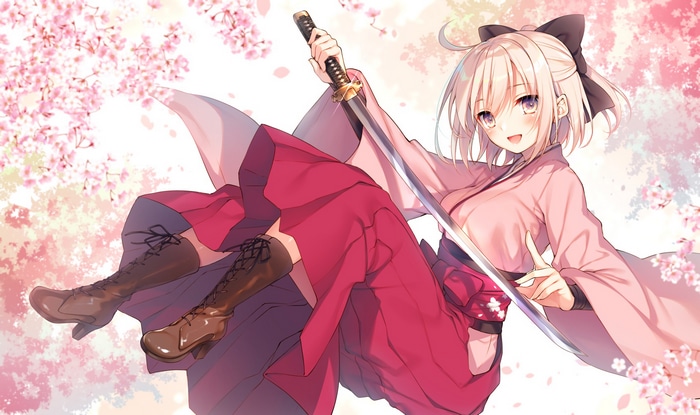 Okita Souji from Fate/Grand Order with a katana