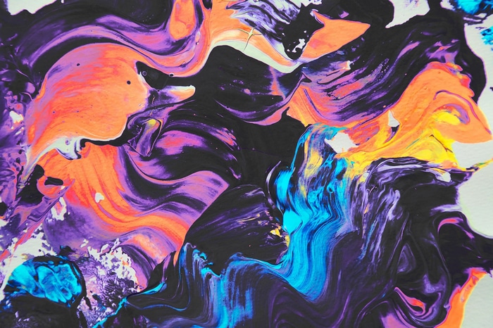Abstract oil painting with swirling colors