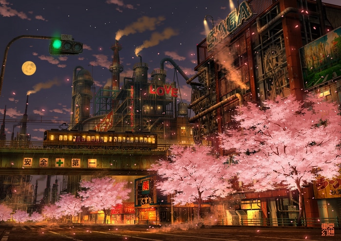 Sega TokyoGenso Industrial City with Cherry Blossoms