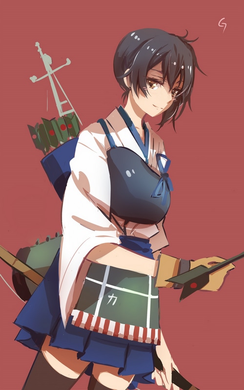 Kaga from Kantai Collection with a bow and arrow