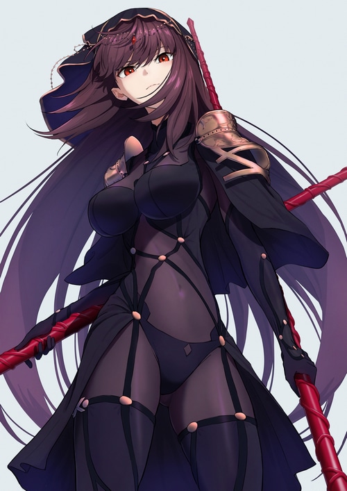 Scathach from Fate/Grand Order holding spears