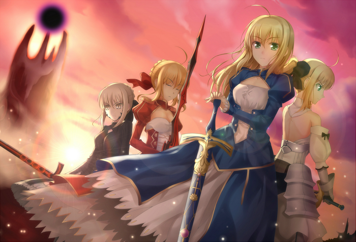 Fate Series: Saber, Saber Lily, Saber Alter, and Nero Claudius